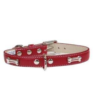 Bluemax Leather Collar leash red studded